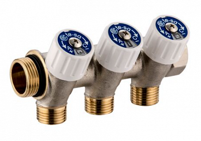 1135950 USYSTEMS коллектор SH 3/4" с вентилями НР/ВР 2x1/2"НР, ц/ц 38мм '5И
